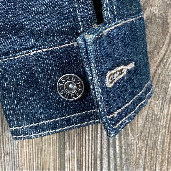 Guess Blue Jean Denim Jacket Button Up Coat - Picture 6 of 7